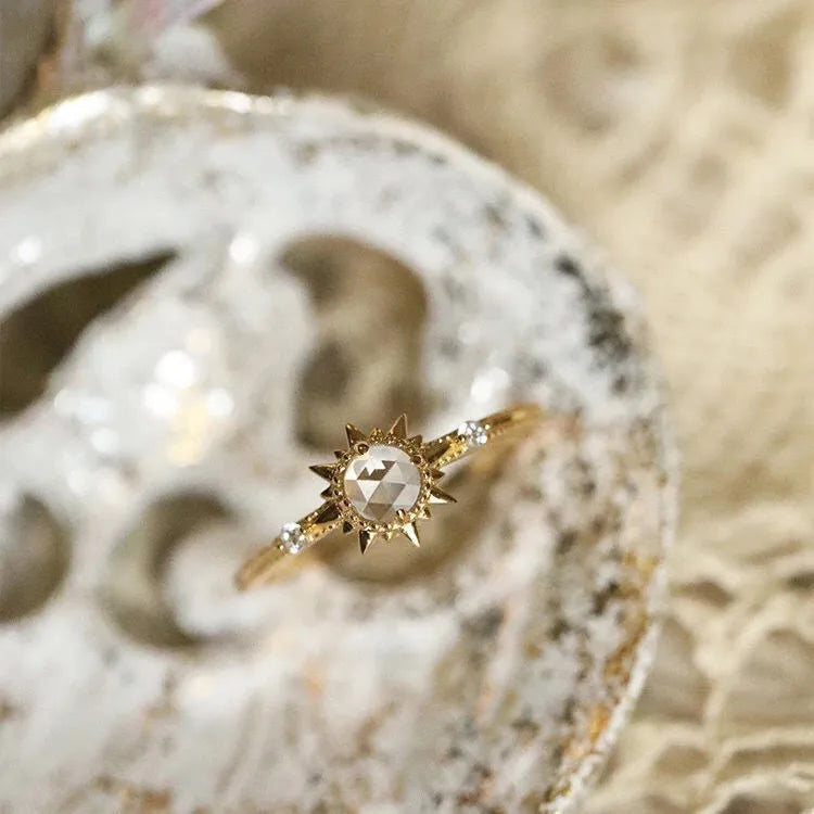 Clear Quartz Ring - Divine Radiance, Gold Plated Silver