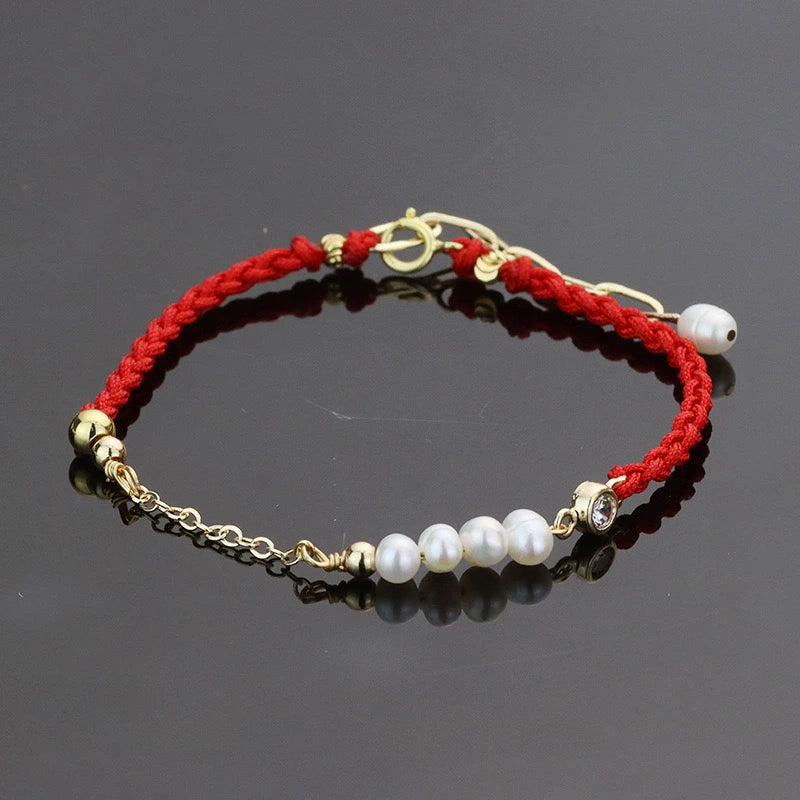 Red Thread Bracelet "Charming Coral" Silver