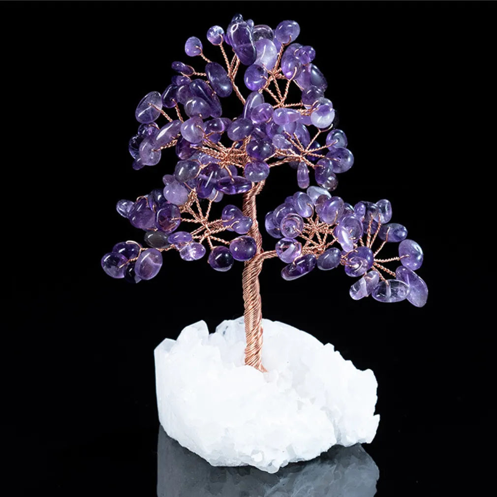 Apaisement – Arbre de Vie en Améthyste et Quartz Clair