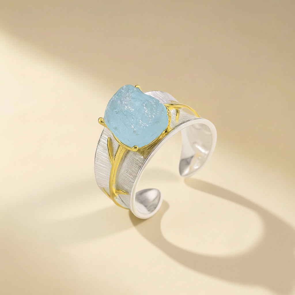 Bague Aigue Marine "Brume Marine" Argent