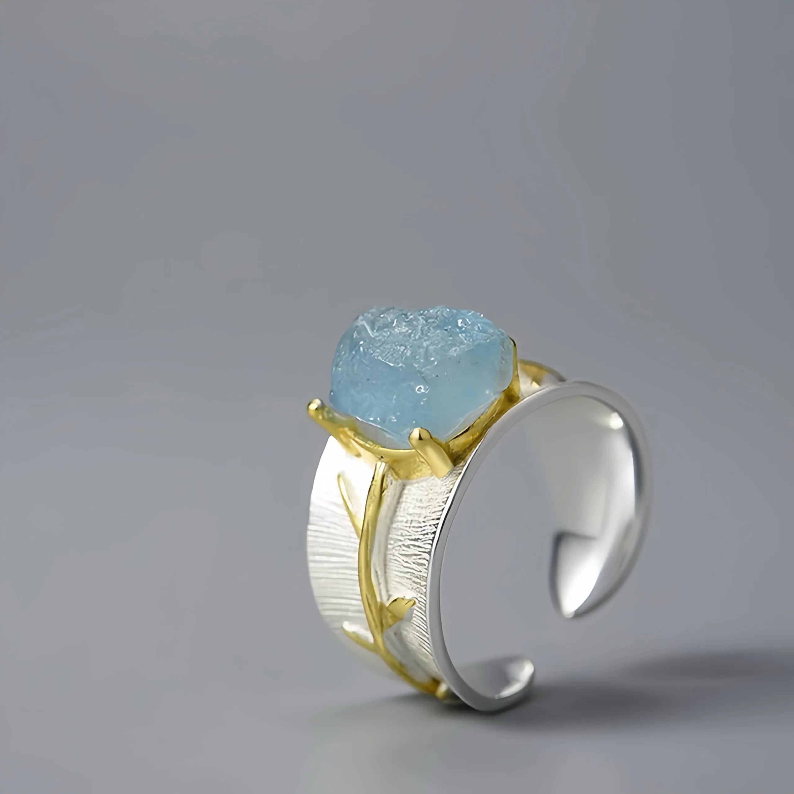 Bague Aigue Marine "Brume Marine" Argent