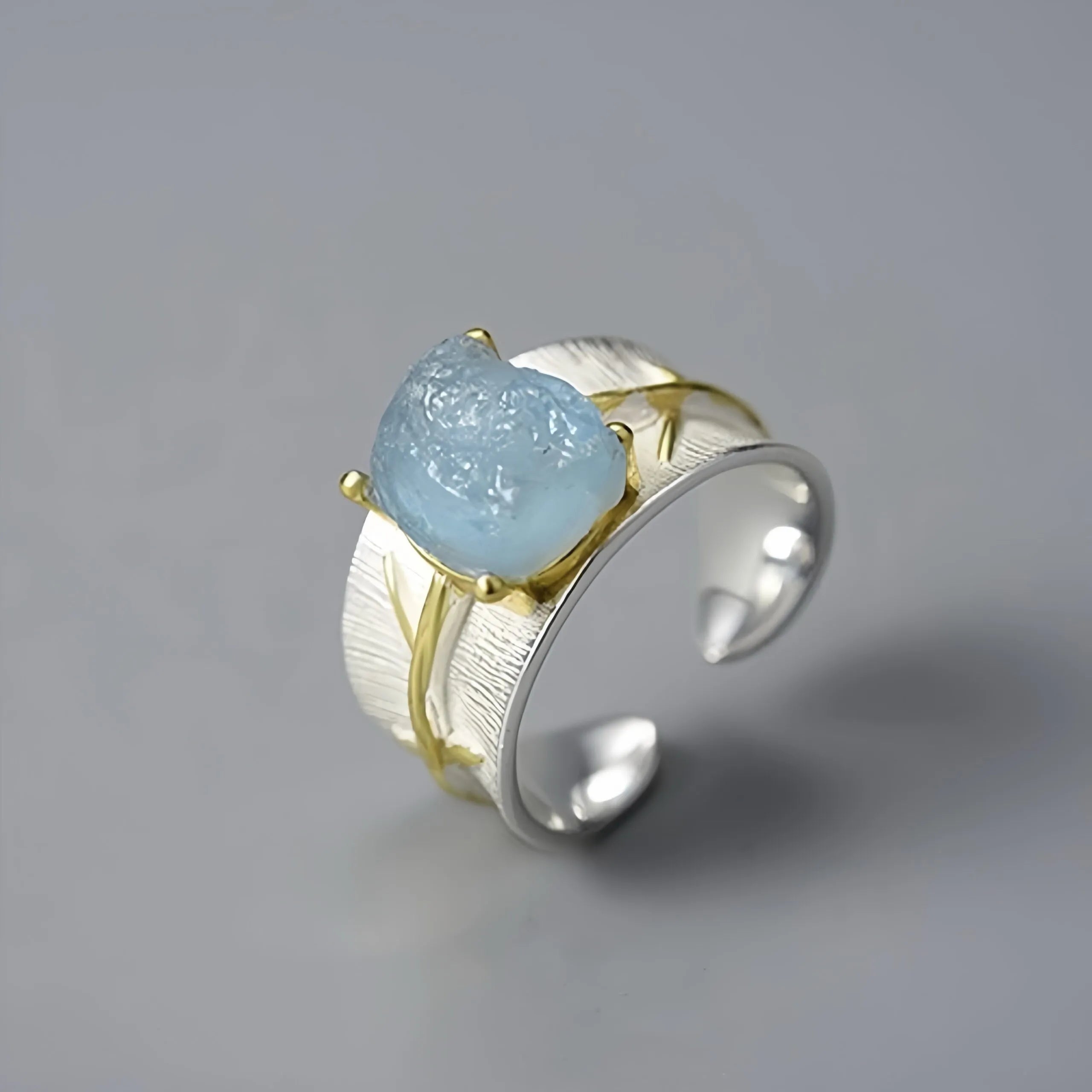 Bague Aigue Marine "Brume Marine" Argent