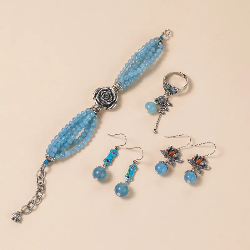 Aquamarine Earrings "Marine Cherry" Silver