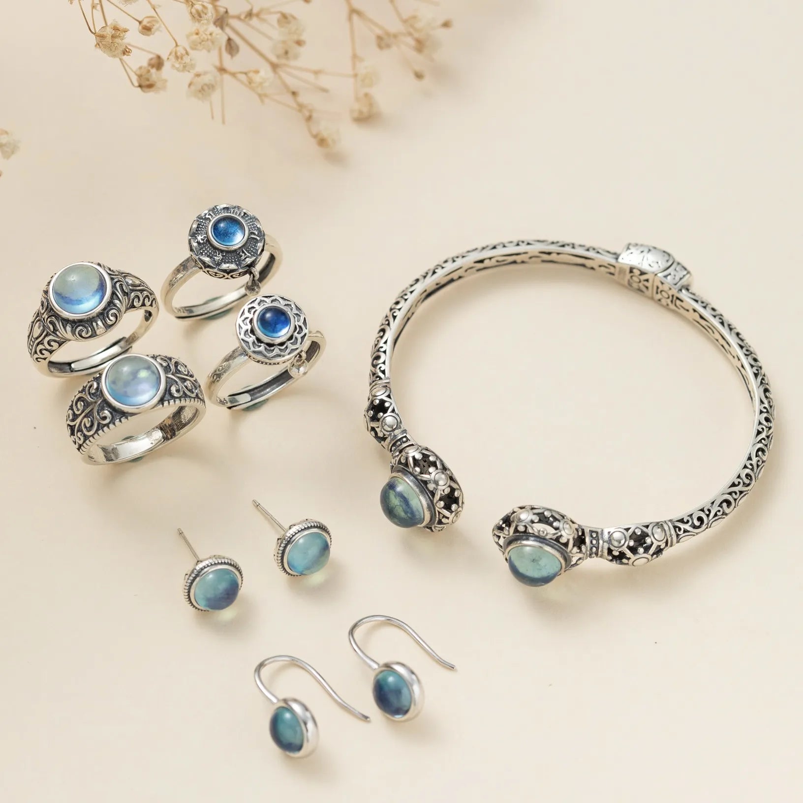 Boucles d'Oreilles Aigue Marine "Océan Mystique" Argent