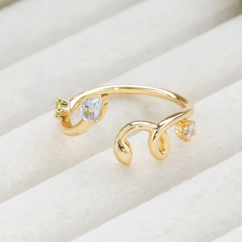 Aquamarine Ring "Opaline Dream" Gold-Plated Silver