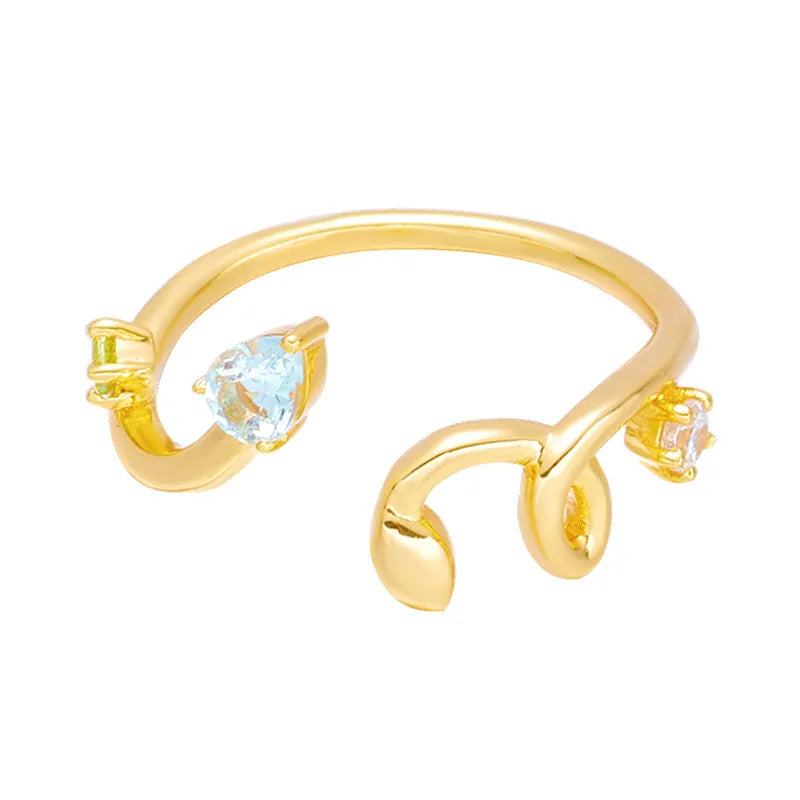 Aquamarine Ring "Opaline Dream" Gold-Plated Silver