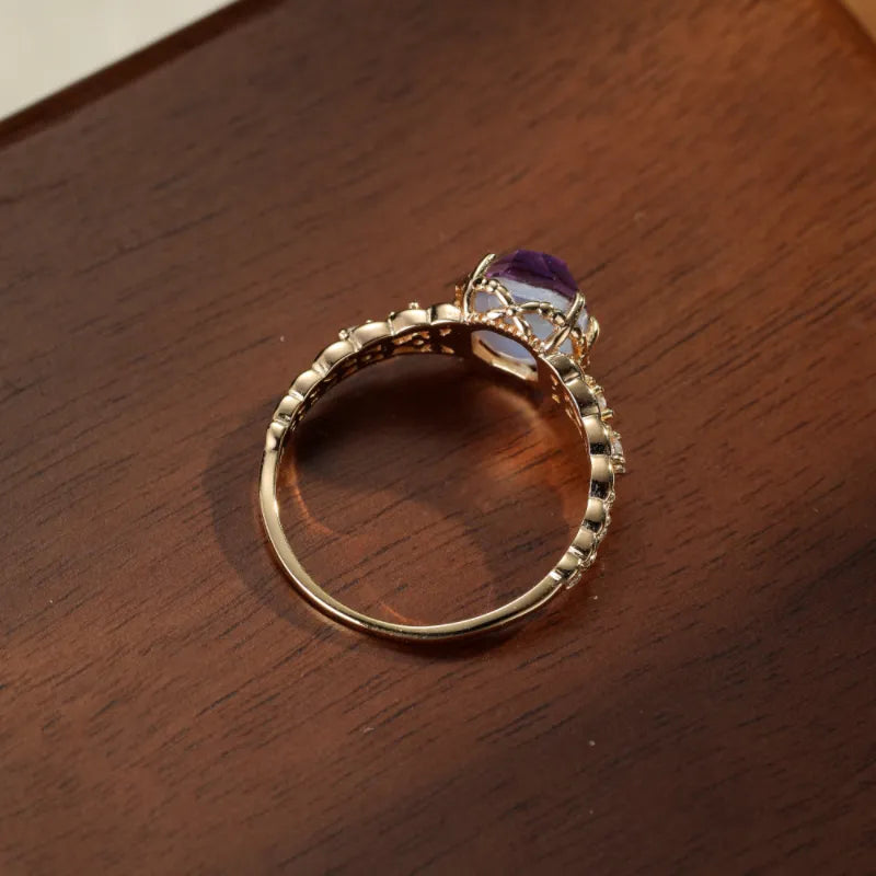Bague Améthyste "Brume Lilas" Argent Plaqué Or