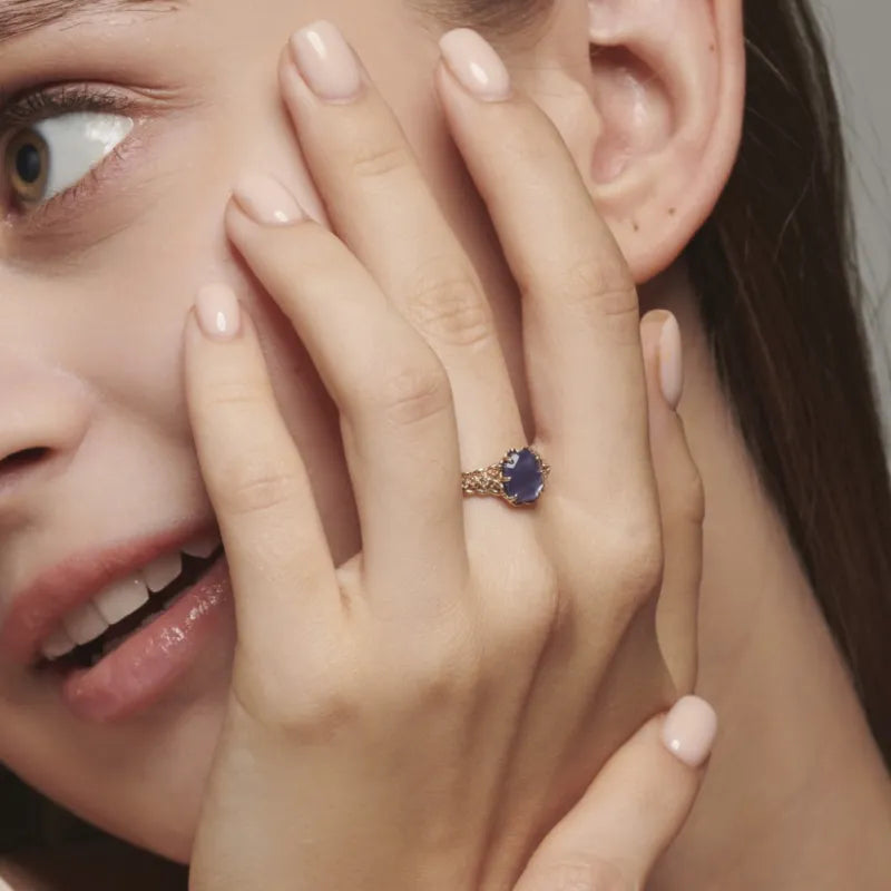 Bague Améthyste "Brume Lilas" Argent Plaqué Or