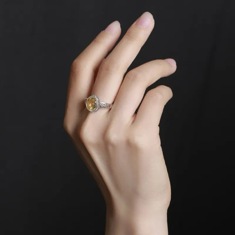 Bague Améthyste ou Citrine "Vintage Mystique" Argent