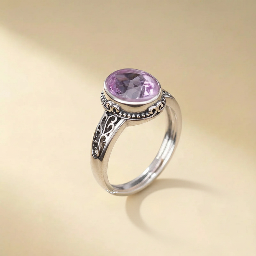 Bague Améthyste ou Citrine "Vintage Mystique" Argent