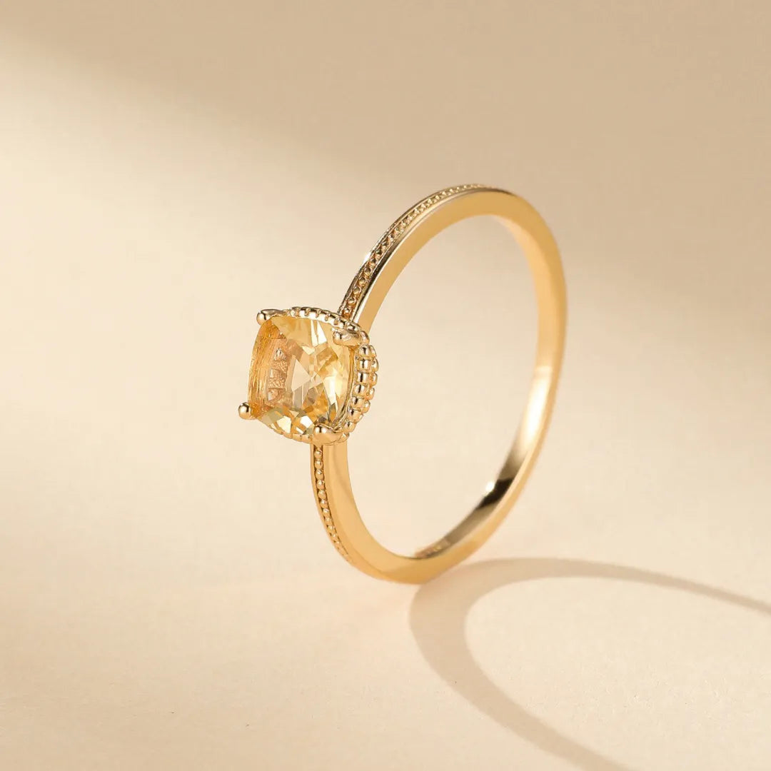 Bague Citrine "Pierre Lumineuse" Argent Doré Or
