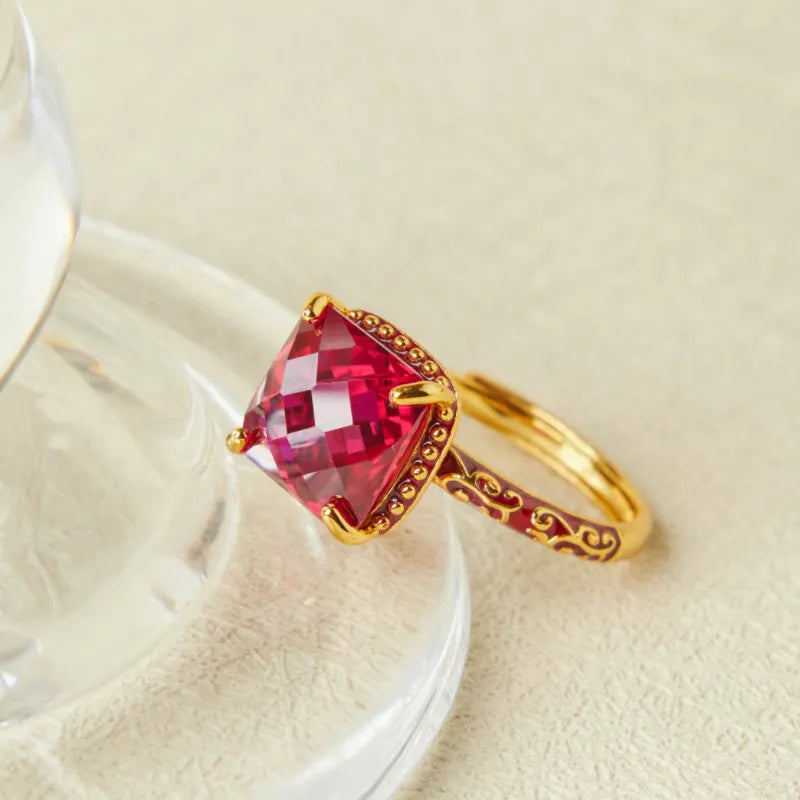 Carnelian Ring "Bold Beauty" Gold-Plated Silver