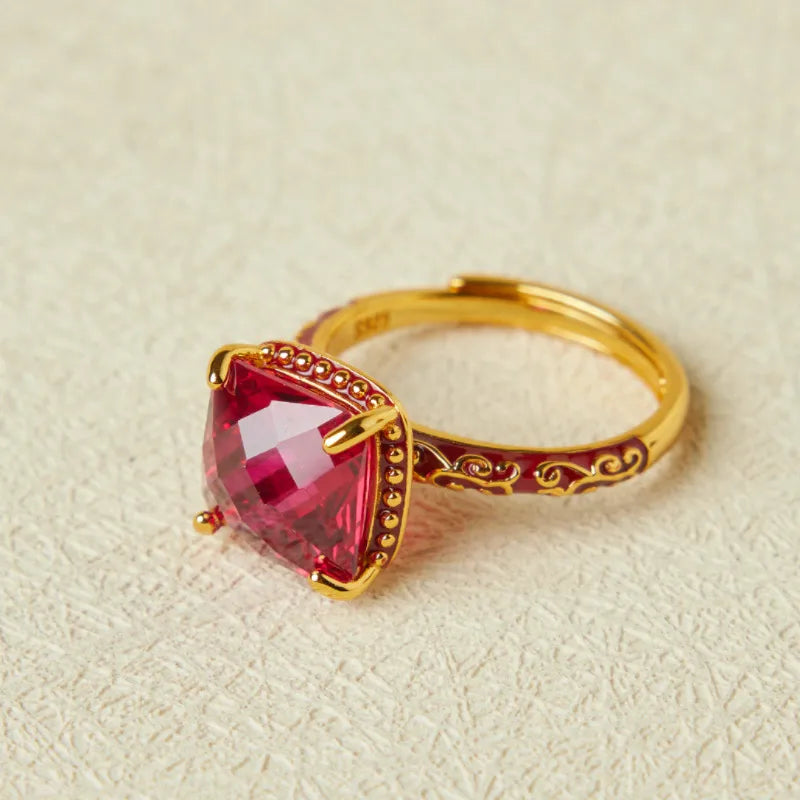 Carnelian Ring "Bold Beauty" Gold-Plated Silver