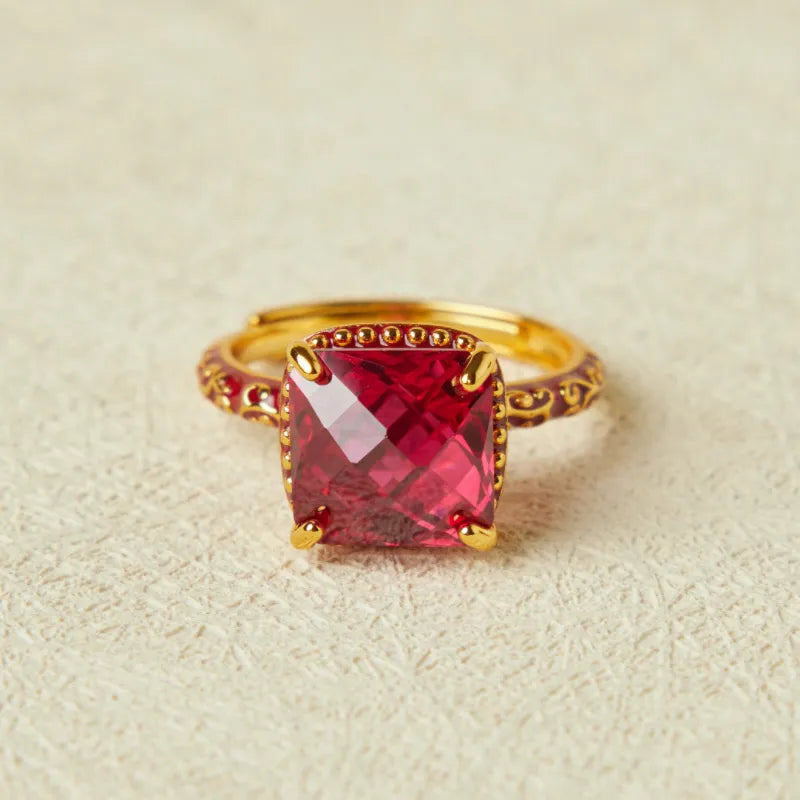 Carnelian Ring "Bold Beauty" Gold-Plated Silver