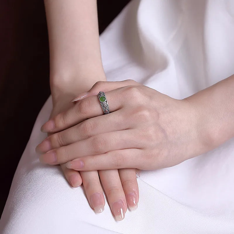 Bague Jade "Rêve Impérial" Argent