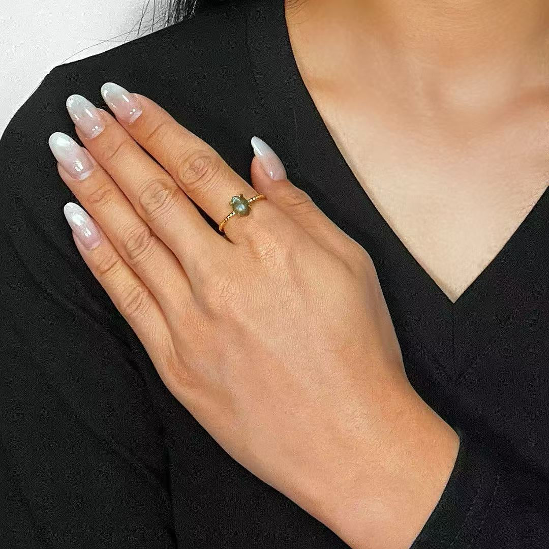 Bague Labradorite "Éclat Délicat" Argent Doré Or 14K