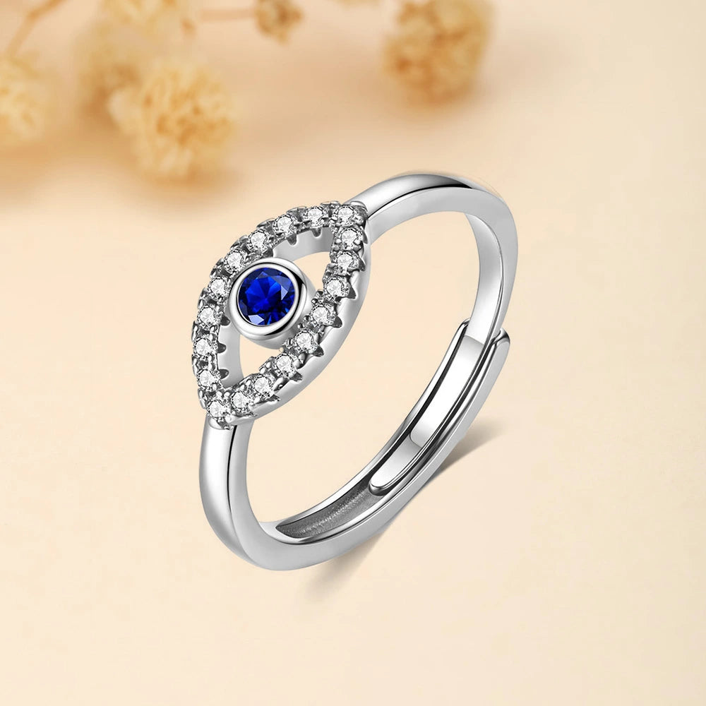 Bague Mauvais Œil "Éclat Saphir" Argent