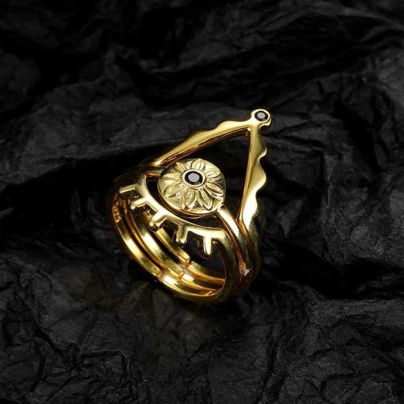 Gold-plated Silver "Sun Eye" Evil Eye Ring