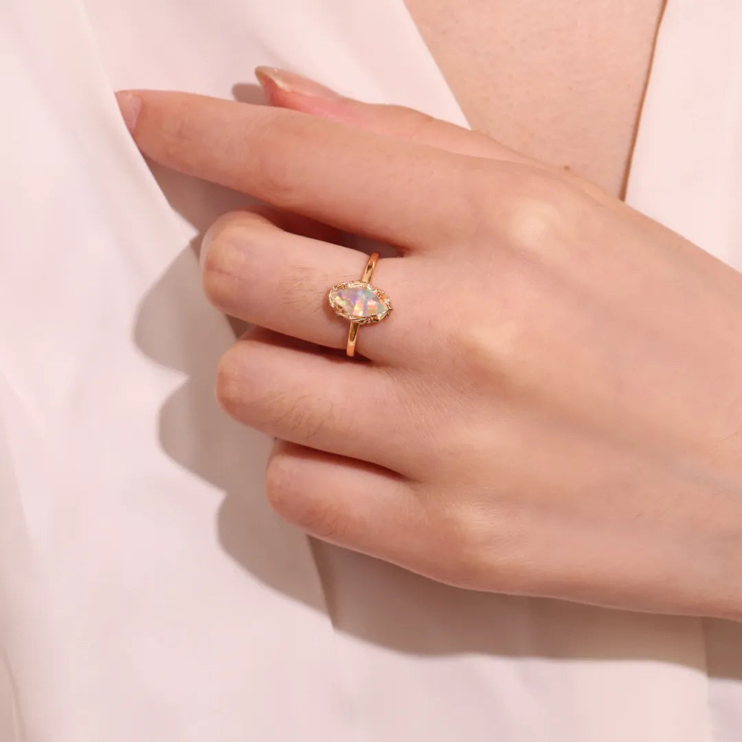 Opal Ring "Enchanting Aura" Gold-Plated Silver