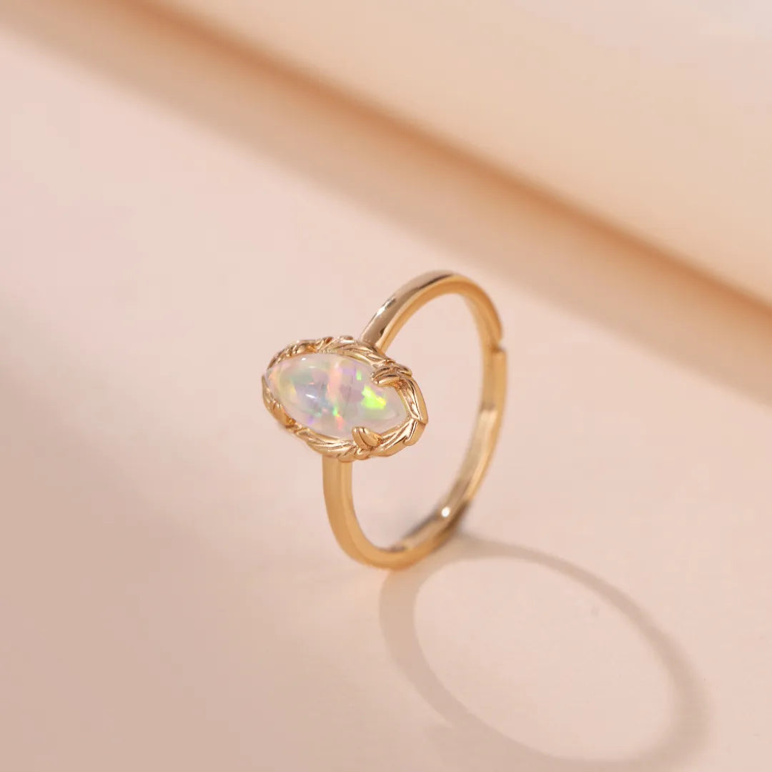 Opal Ring "Enchanting Aura" Gold-Plated Silver