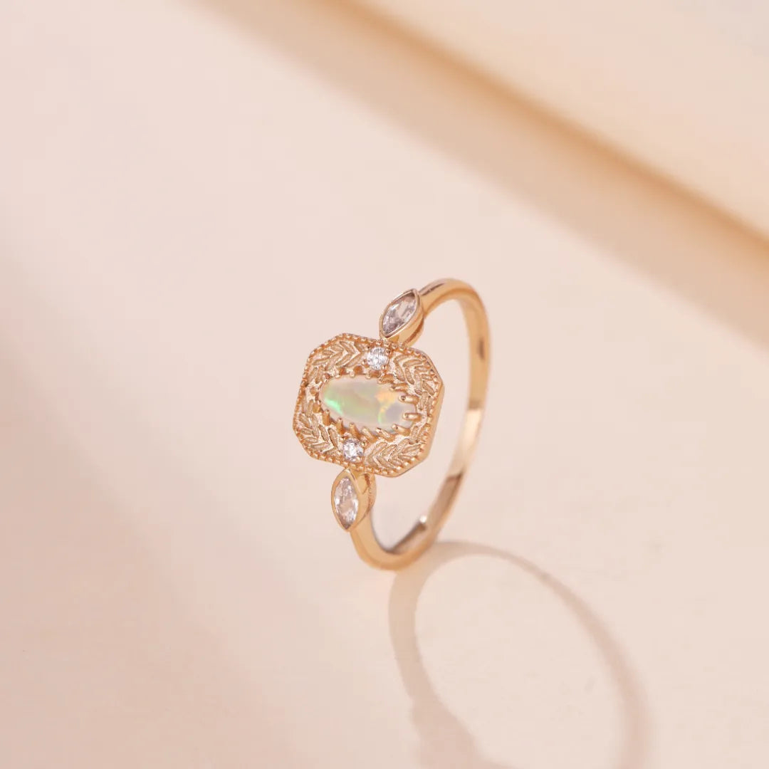 Opal Ring "Ears of Hope" Gold-Plated Silver