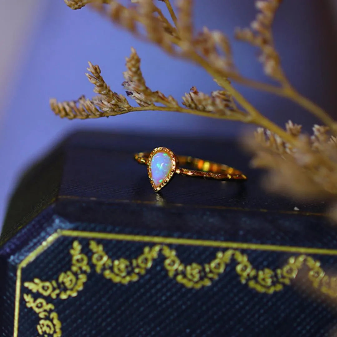 Opal Ring "Sweet Drop" Gold-Plated Silver