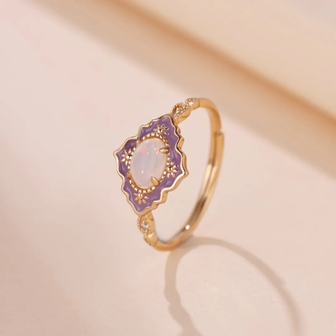 Opal Ring "Violet Wonder" Gold-Plated Silver