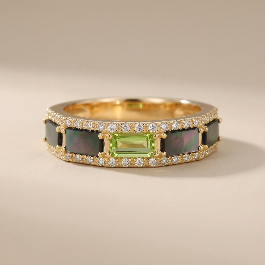 Bague Péridot "Reflets Lumineux" Argent Doré Or