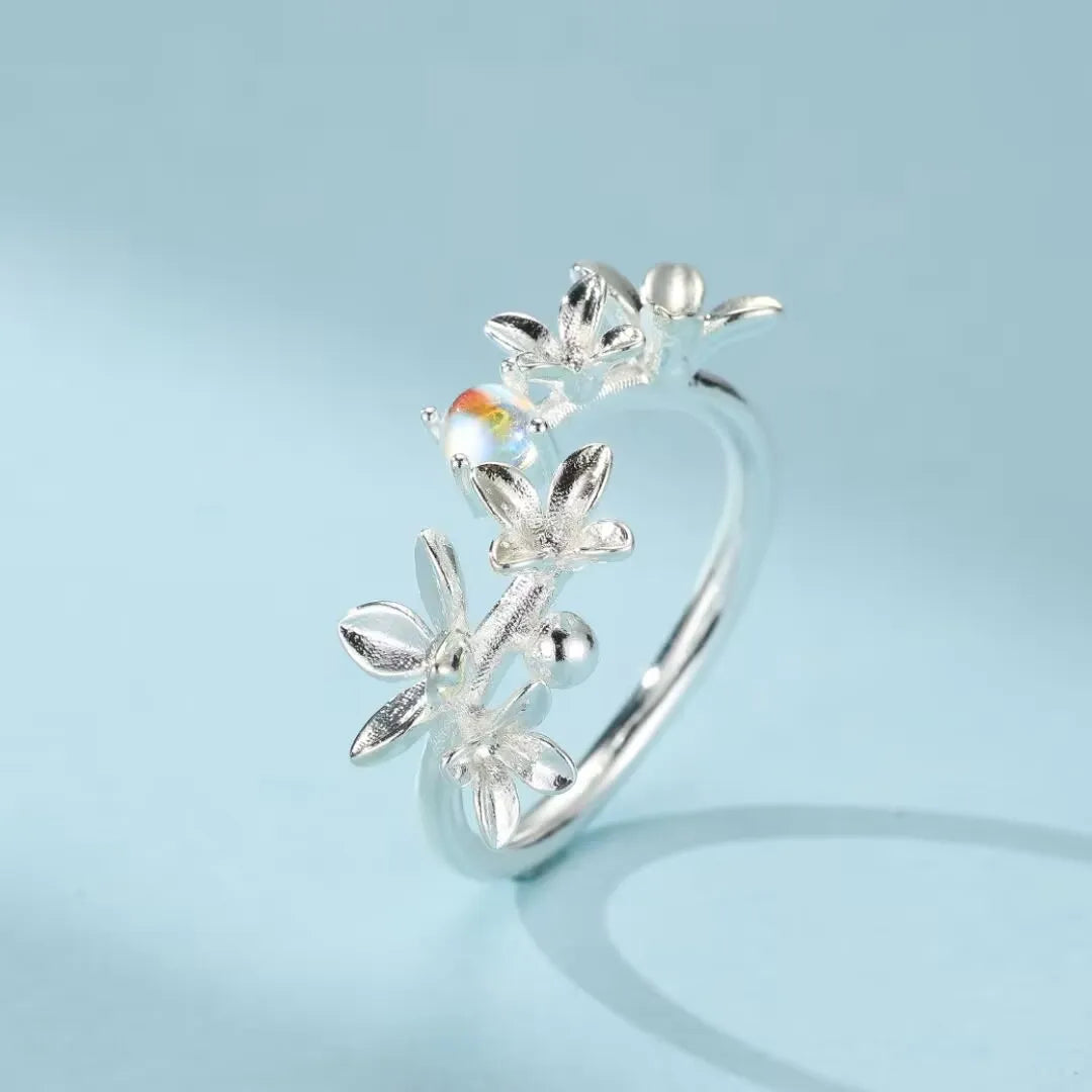 Bague Pierre de Lune "Halo Céleste" Argent