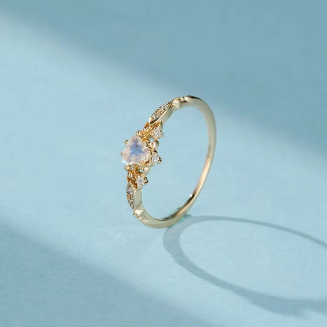 Bague Pierre de Lune "Reine Céleste" Argent Doré Or