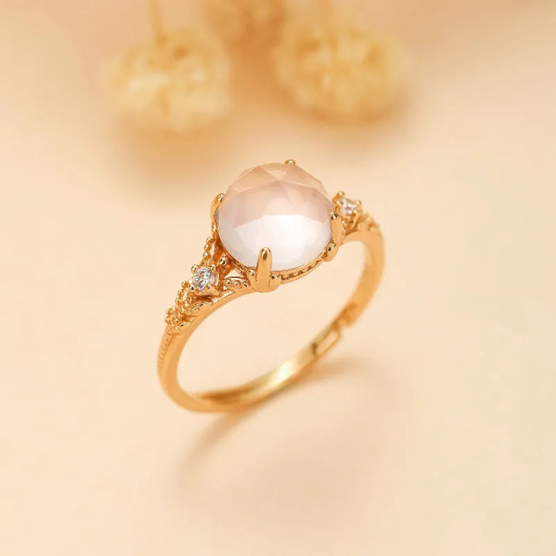 Bague Quartz Rose "Belle Floraison" Argent Doré Or