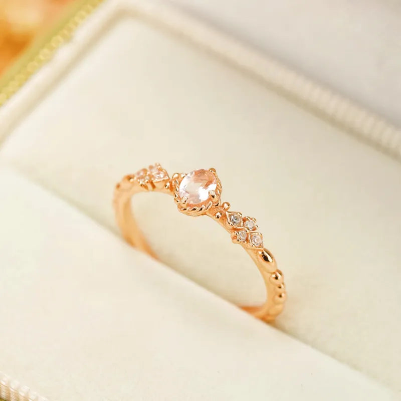 Bague Quartz Rose "Douceur" Argent Doré Or