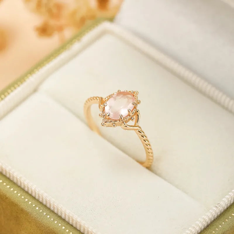 Bague Quartz Rose "Éclat Rosé" Argent Doré Or