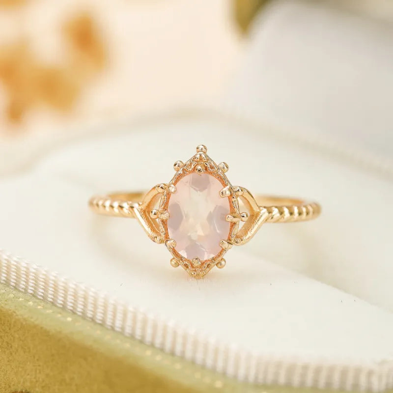 Bague Quartz Rose "Éclat Rosé" Argent Doré Or