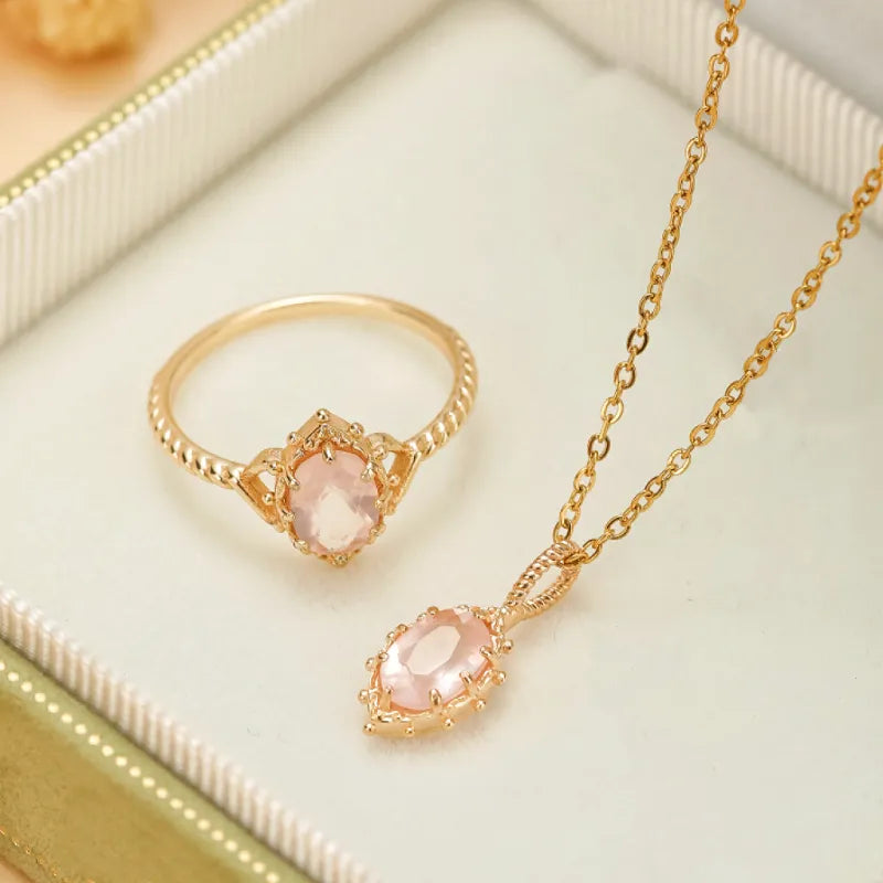 Bague Quartz Rose "Éclat Rosé" Argent Doré Or