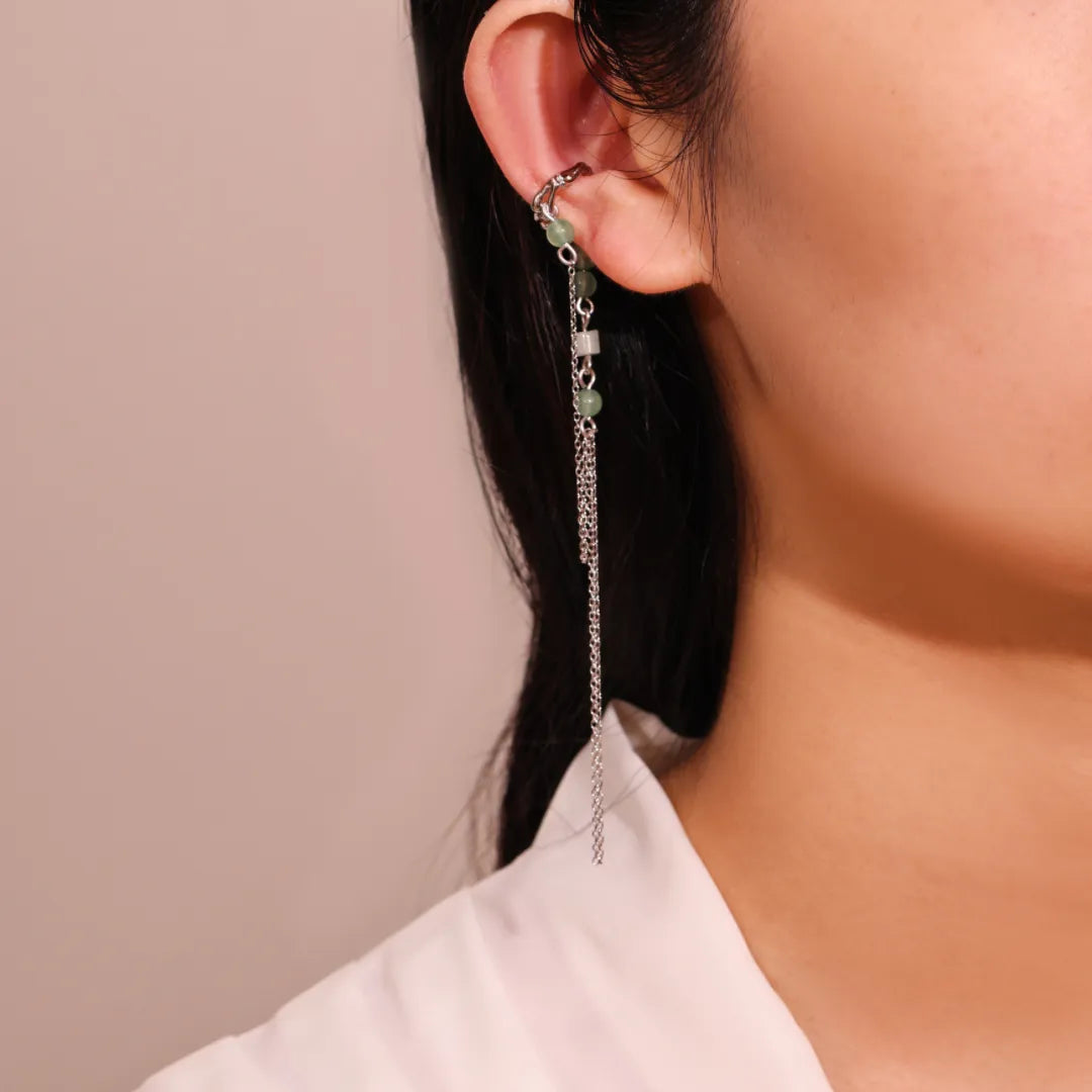 Boucle d'Oreille Aventurine "Sérénité Naturelle" Argent