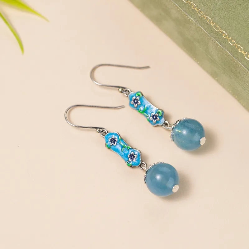 Aquamarine Earrings "Marine Cherry" Silver