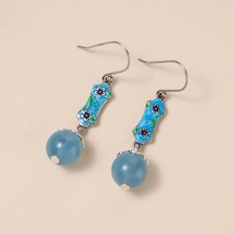 Aquamarine Earrings "Marine Cherry" Silver