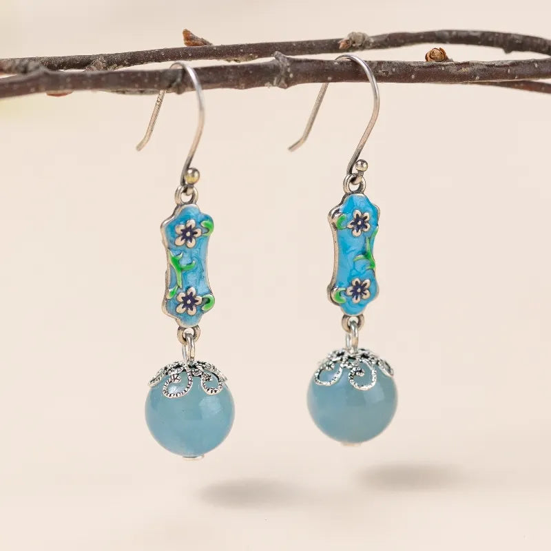 Boucles d'Oreilles Aigue Marine "Cerise Marine" Argent