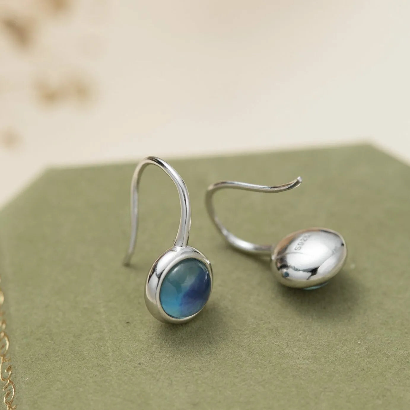 Boucles d'Oreilles Aigue Marine "Océan Mystique" Argent