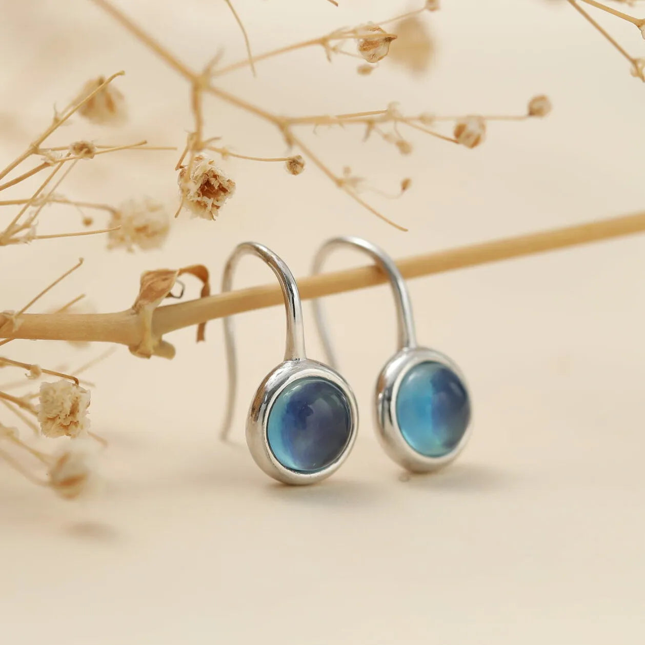 Boucles d'Oreilles Aigue Marine "Océan Mystique" Argent