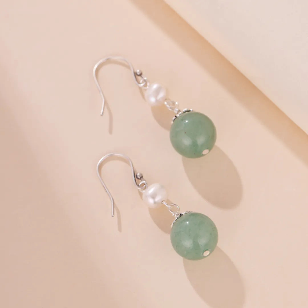 Boucles d'Oreilles Aventurine "Élégance Naturelle" Argent