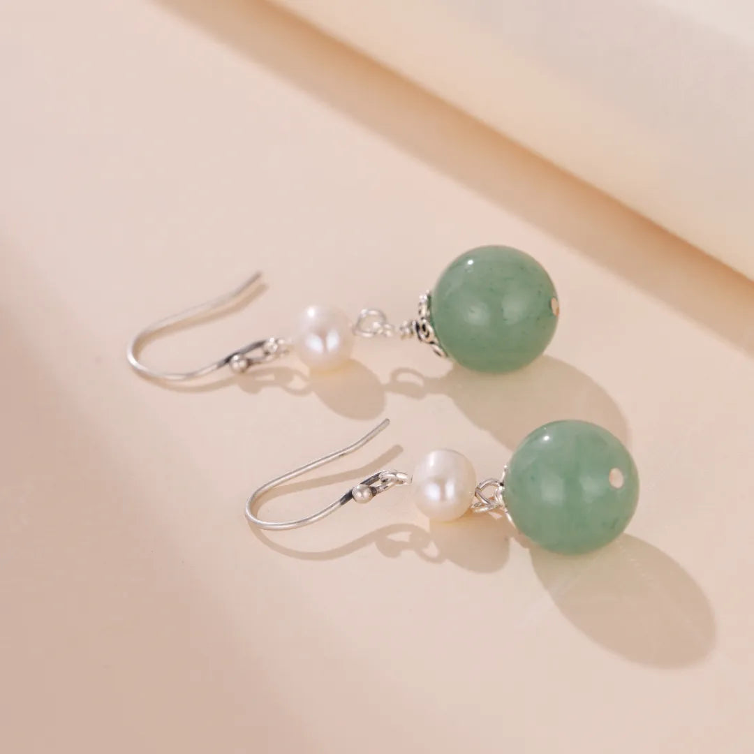 Boucles d'Oreilles Aventurine "Élégance Naturelle" Argent