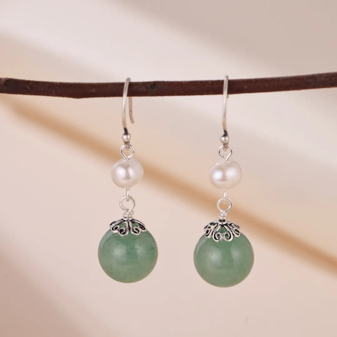Boucles d'Oreilles Aventurine "Élégance Naturelle" Argent