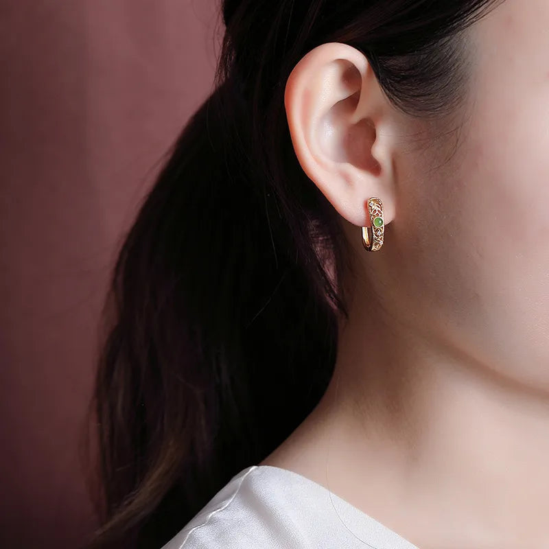 Earrings Jade "Antique Elegance" Gold Silver