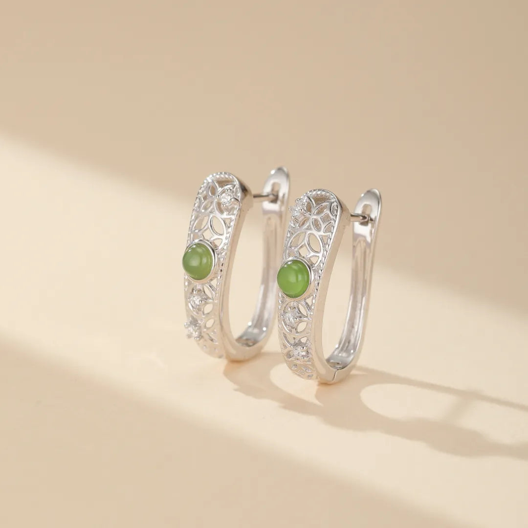 Earrings Jade "Antique Elegance" Gold Silver