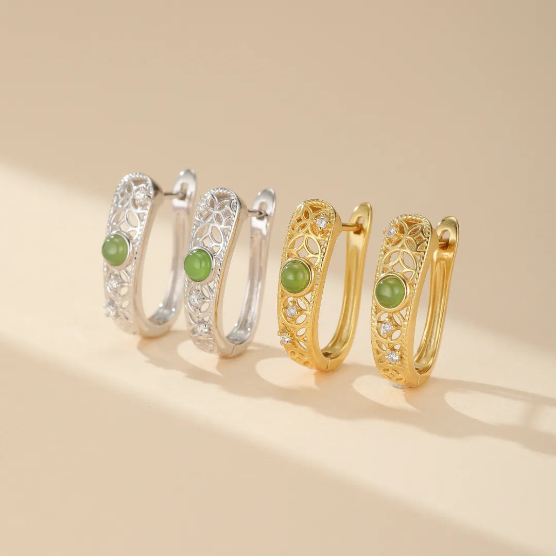 Boucles d'Oreilles Jade "Élégance Antique" Argent Doré Or