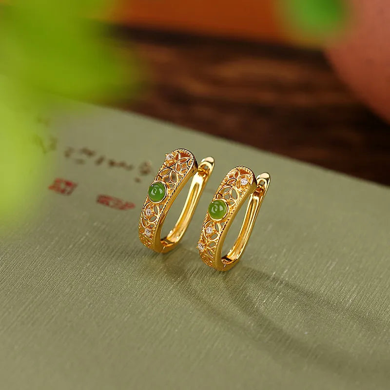 Earrings Jade "Antique Elegance" Gold Silver