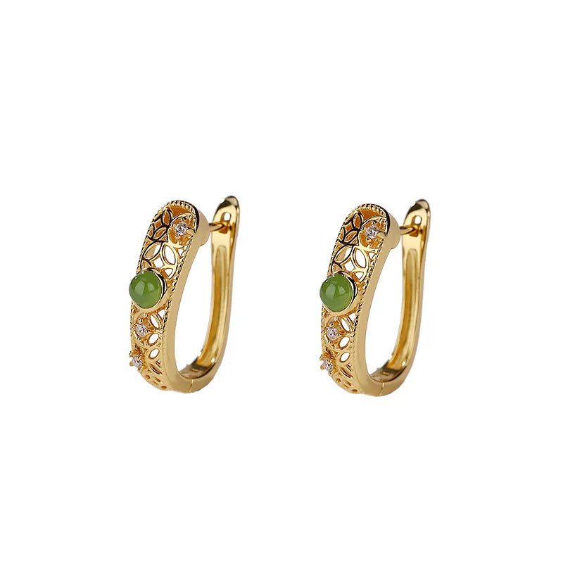 Earrings Jade "Antique Elegance" Gold Silver
