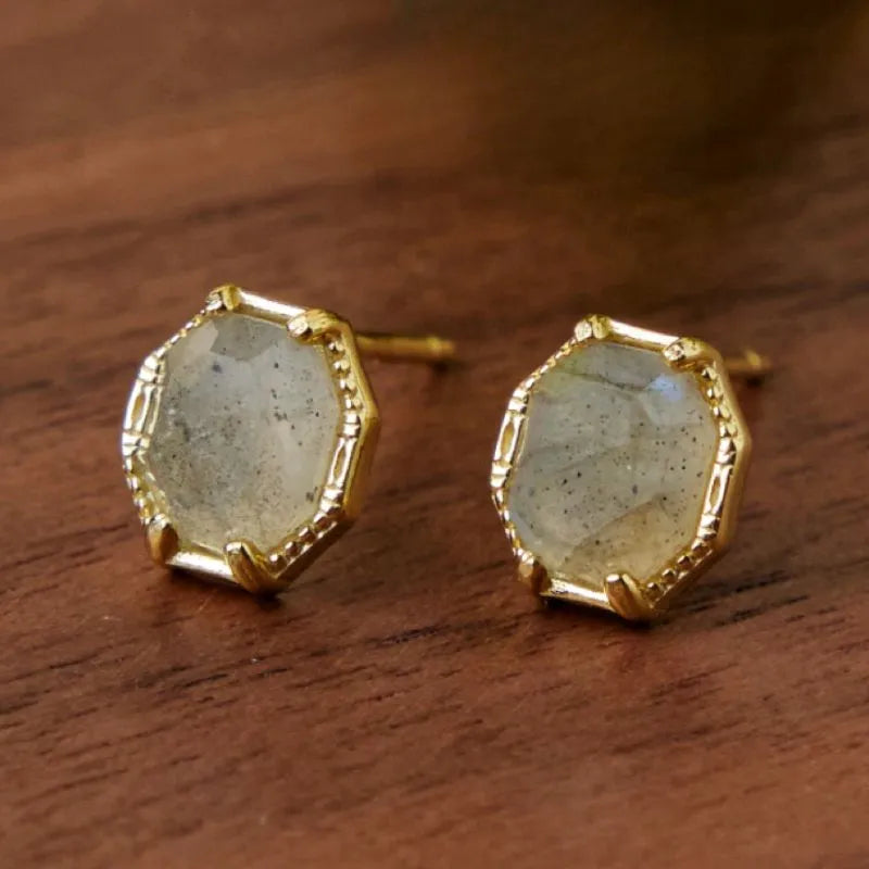 Labradorite Earrings "Mystical Elegance" Gold-Plated Silver